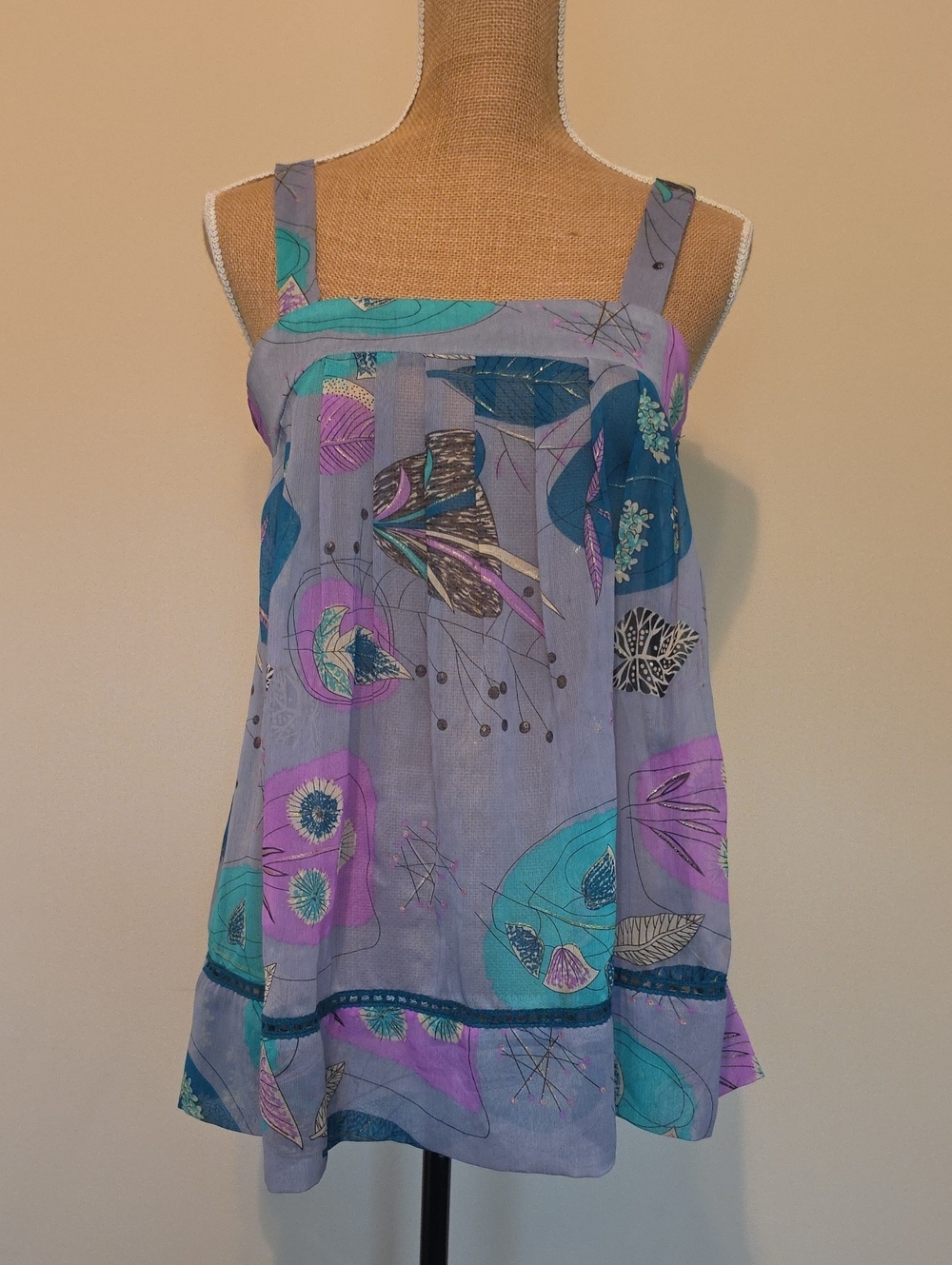 dELiA*s Lavender Floral-Print Camisole with Teal and Purple Accents